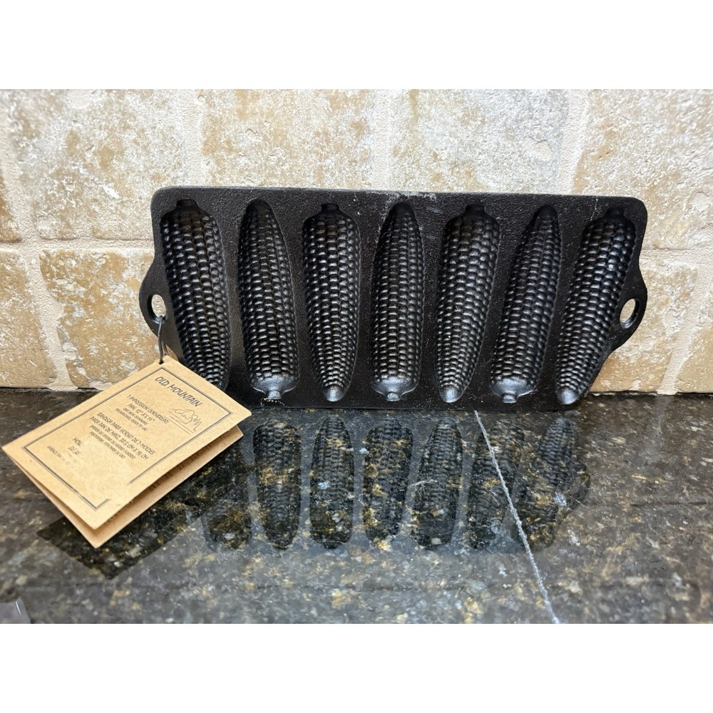 Old Mountain Cast Iron 7 Impression Pre-corn Cob Cornbread Pan NEW‎ with tags